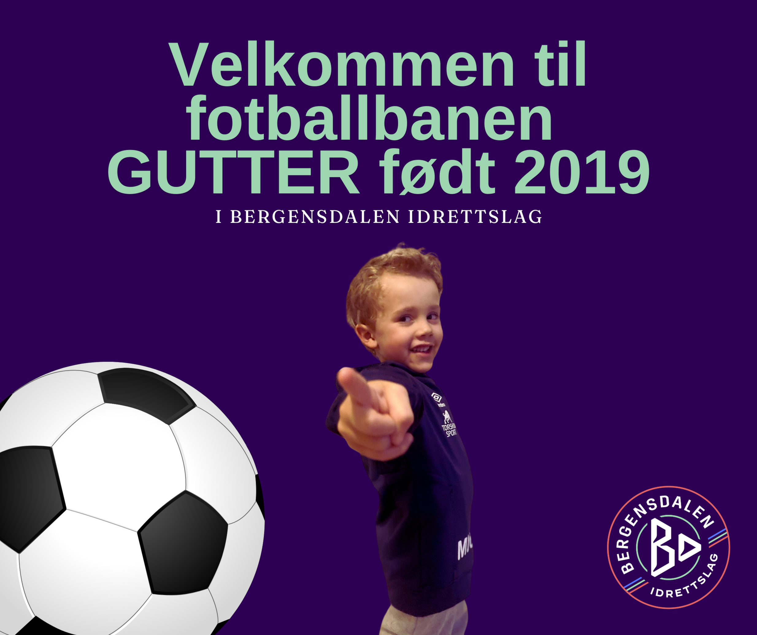Velkommen til fotballbanen GUTTER født 2019